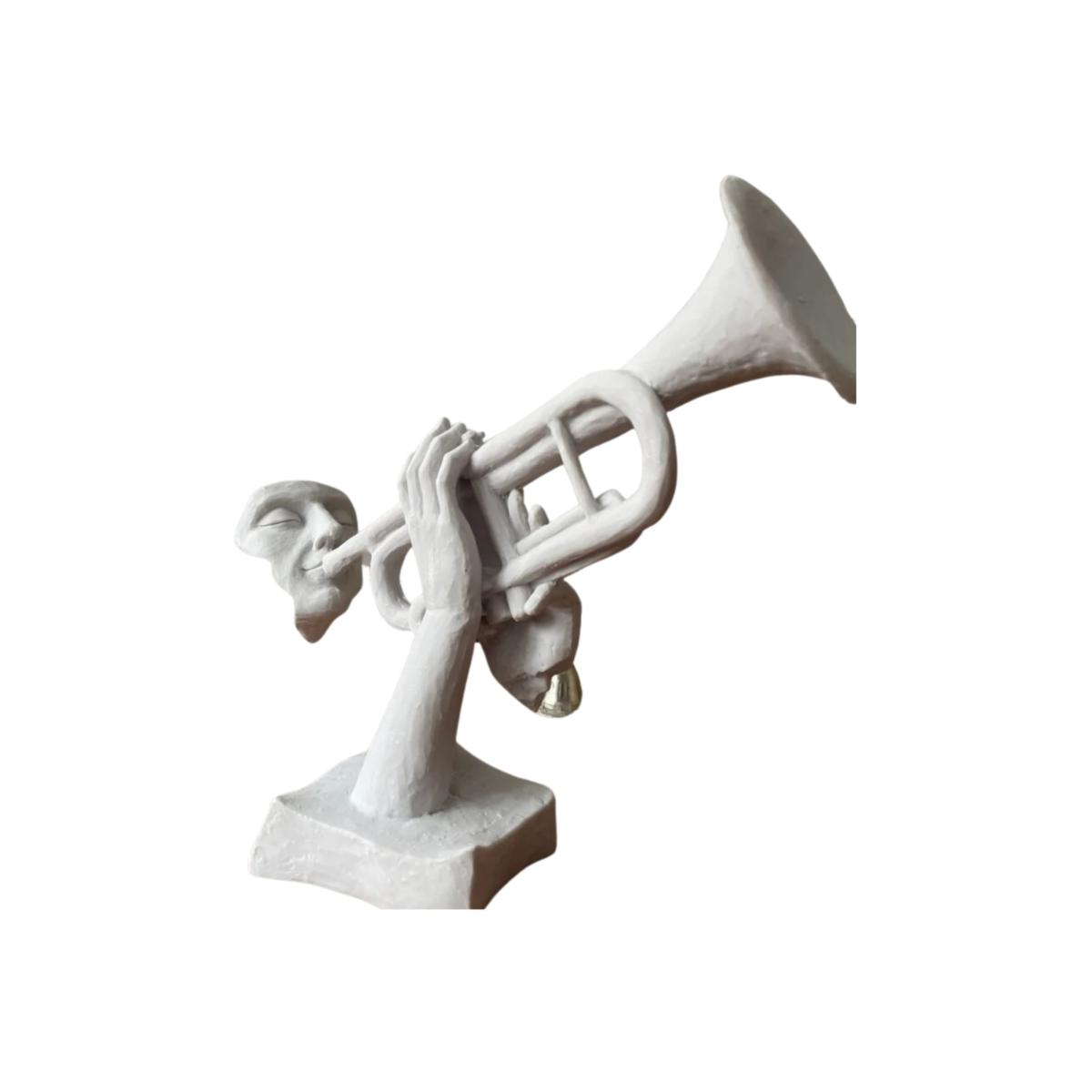 White Trumpet On Man Sculpture Artchi – image 1