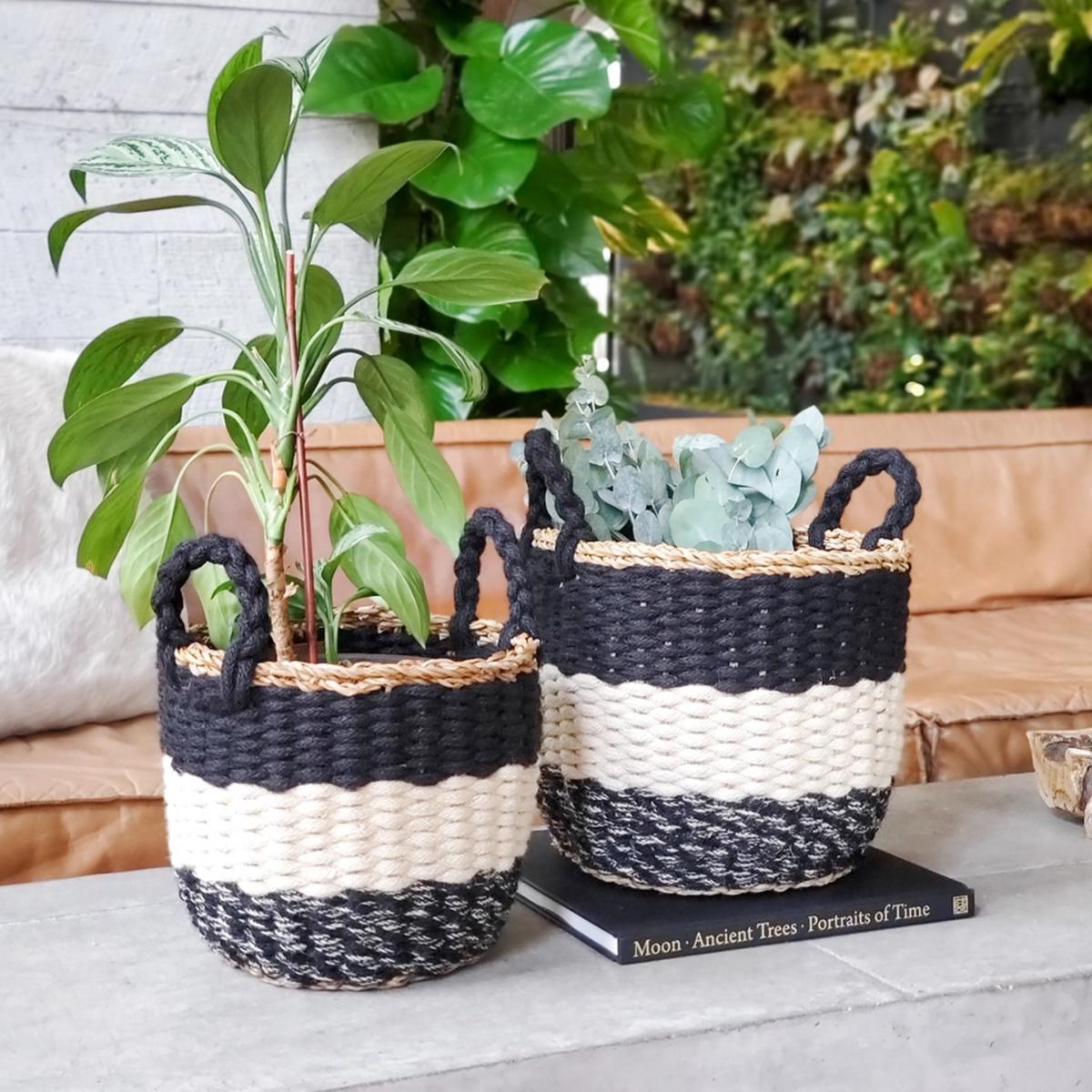 Black Ula Stripe Basket - Black Korissa – image 2