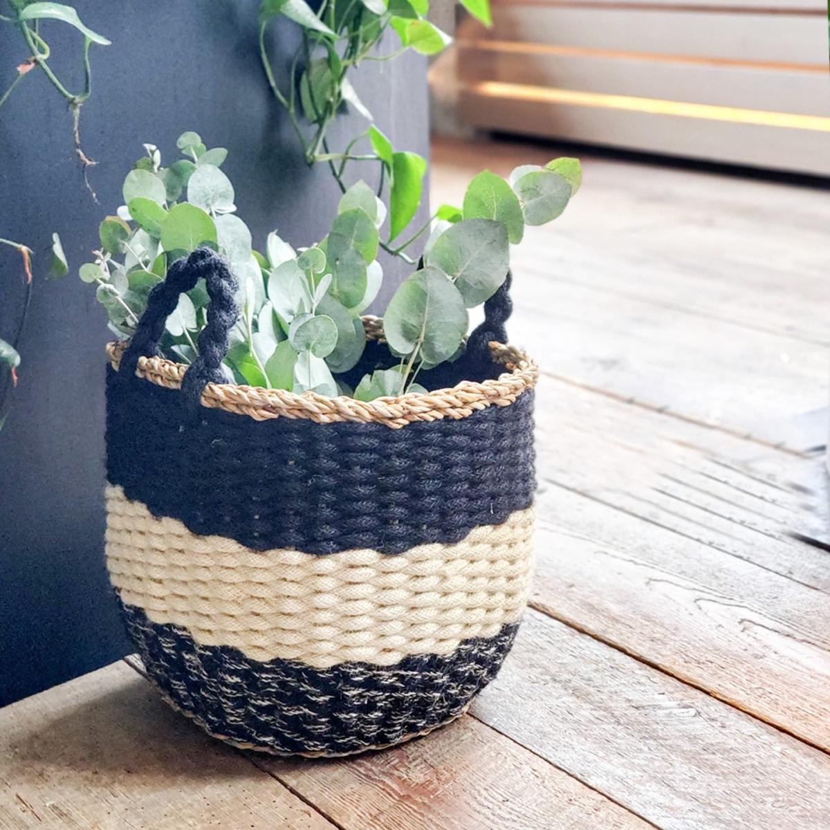 Black Ula Stripe Basket - Black Korissa – image 4