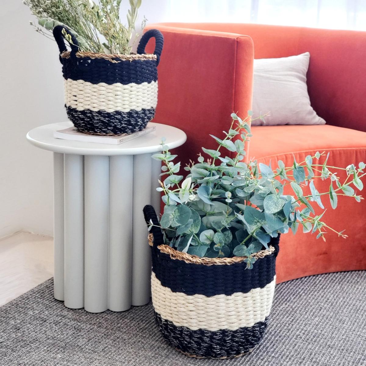 Black Ula Stripe Basket - Black Korissa – image 5