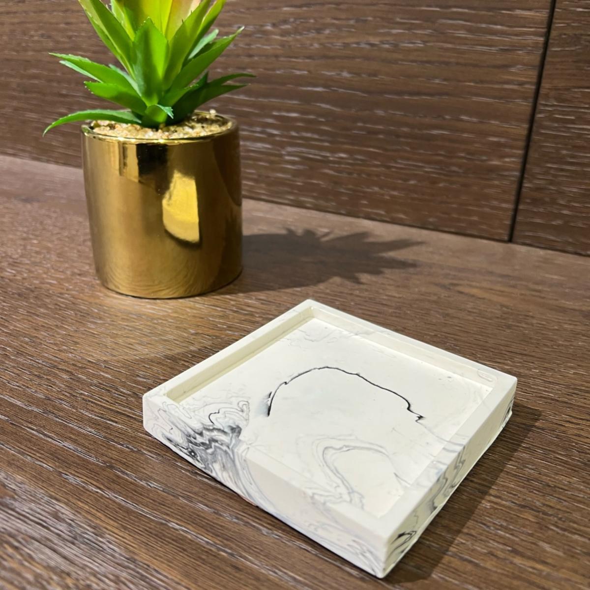 White Zebra Marbled Trinket Tray - Pair One Size By Shax – image 4