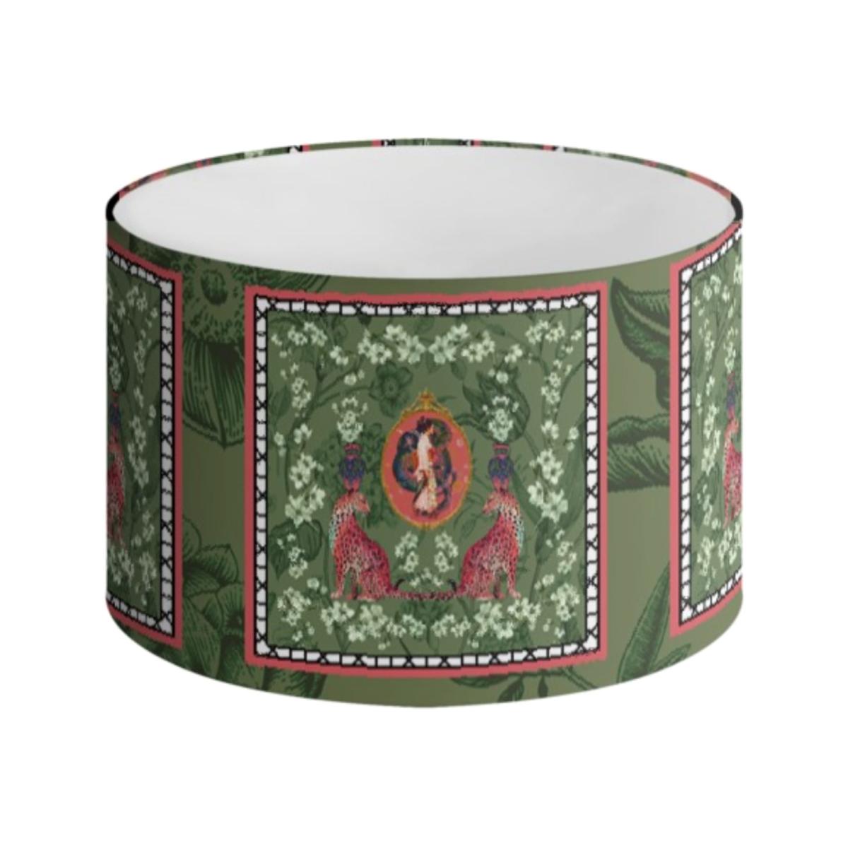 Green Mishcka Spring Drum Soft Velvet Lampshade Ceiling Lamp Myrtle & Mary