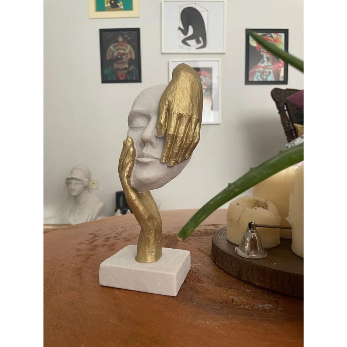 Gold / White Golden Hand Mask Sculpture Artchi – image 2