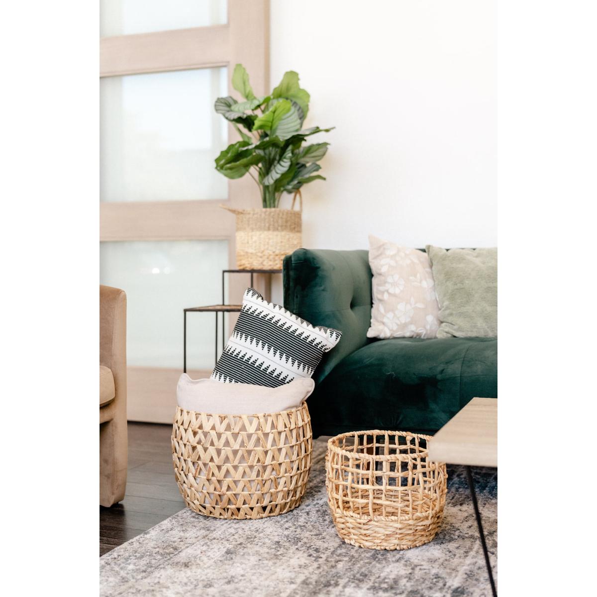 Neutrals Waffle Weaved Basket Set Of Three One Size Sea & Grass – image 8