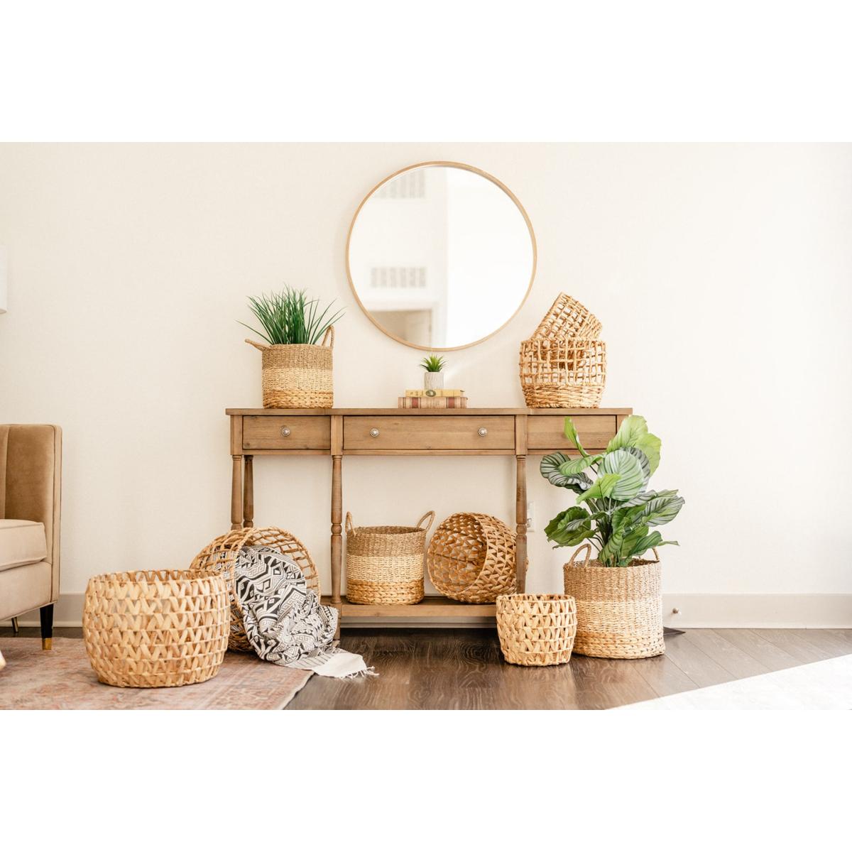 Neutrals Waffle Weaved Basket Set Of Three One Size Sea & Grass – image 9
