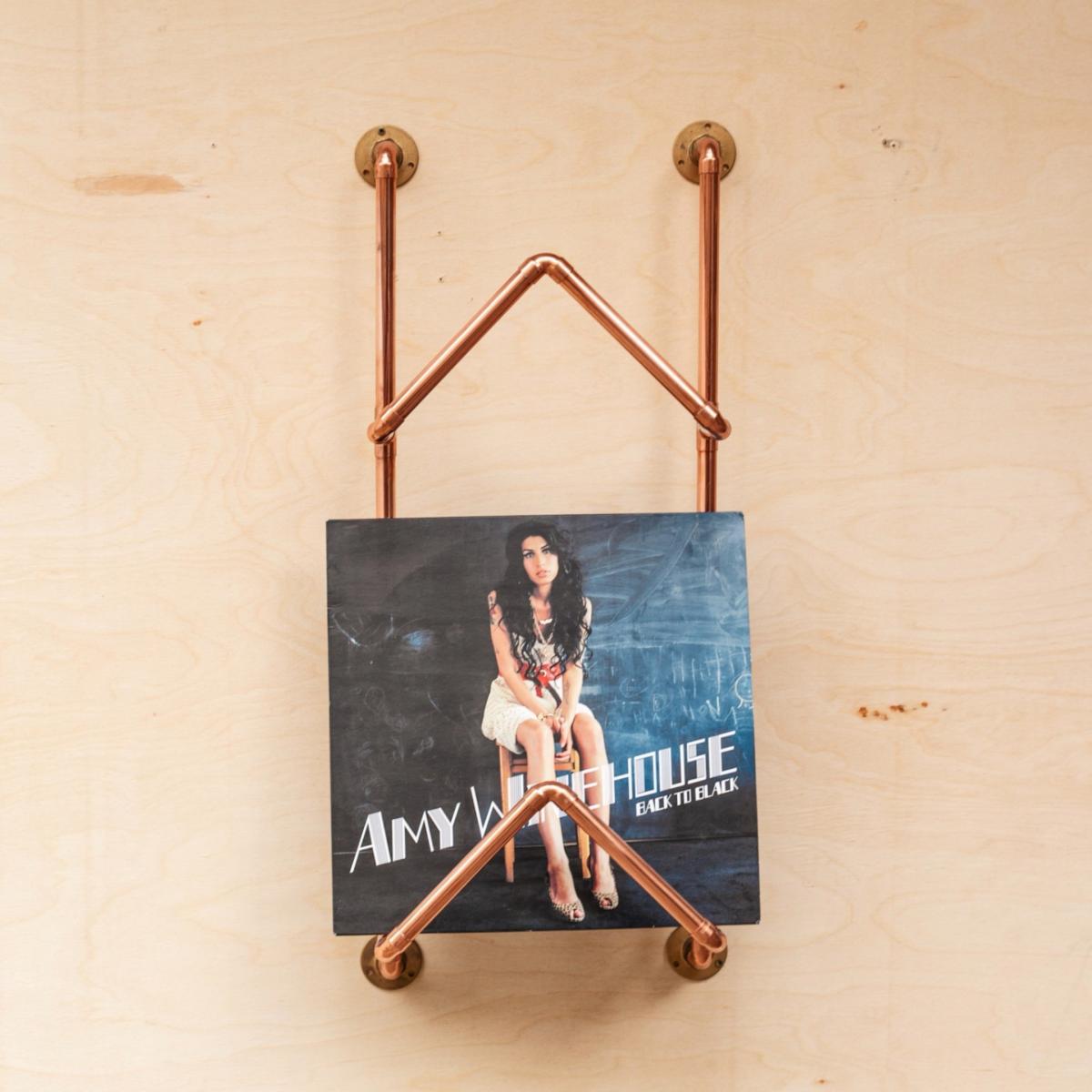Neutrals Handcrafted Solid Copper Record Holder Wall Mount- Elegant Vinyl Record Storage Stand | Anatoliacraft – image 2