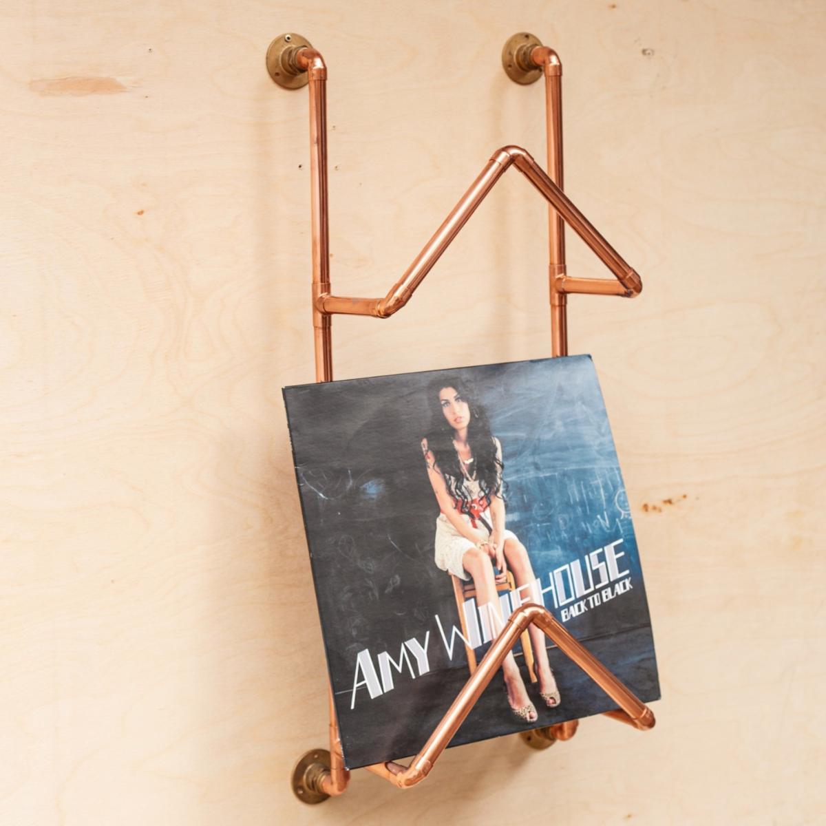 Neutrals Handcrafted Solid Copper Record Holder Wall Mount- Elegant Vinyl Record Storage Stand | Anatoliacraft – image 3