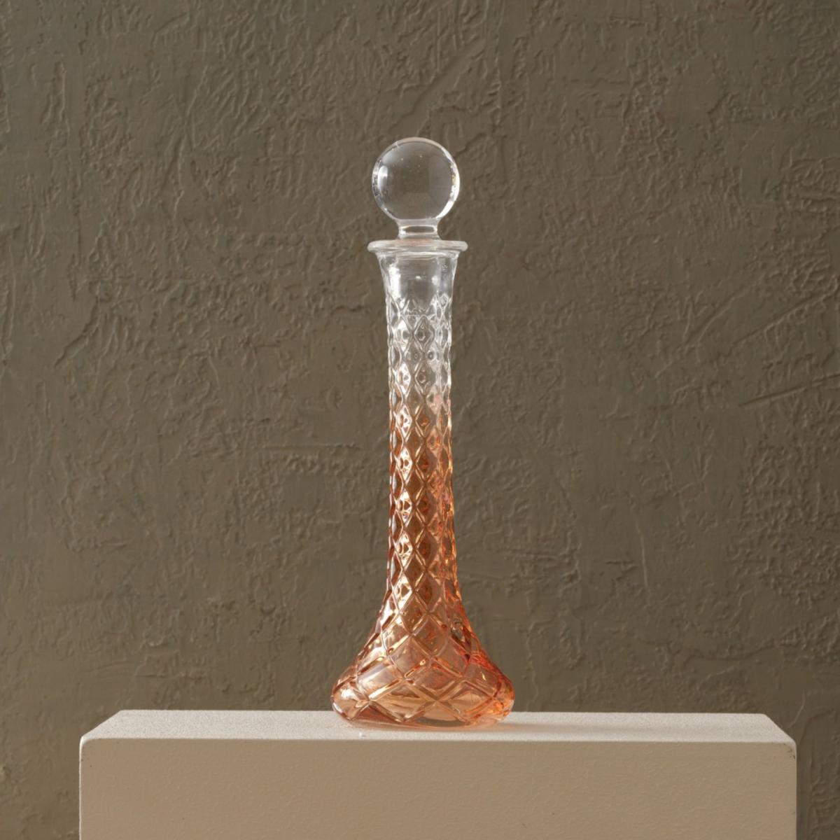 Yellow / Orange Amber Diamond-Cut Glass Decanter | Anatoliacraft – image 2