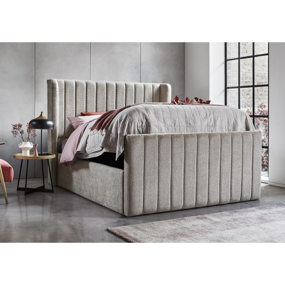 Eira High Foot End Ottoman Bed Frame - Double - Pink – image 2
