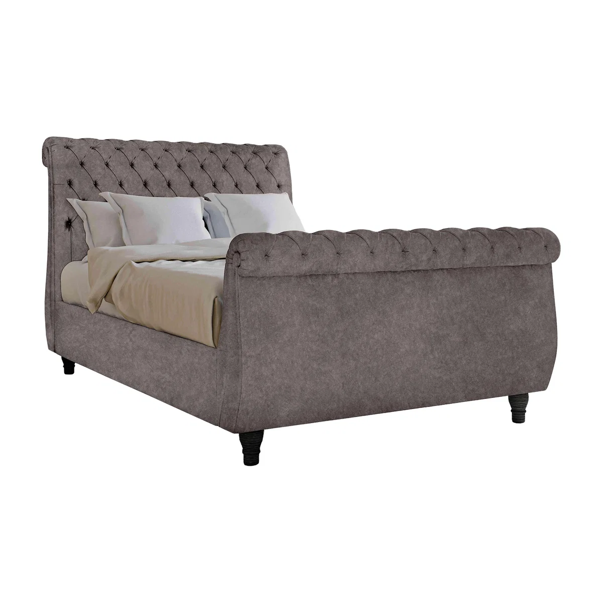 Churchill High Foot End Ottoman Bed Frame - Double - Marble Steel – image 1