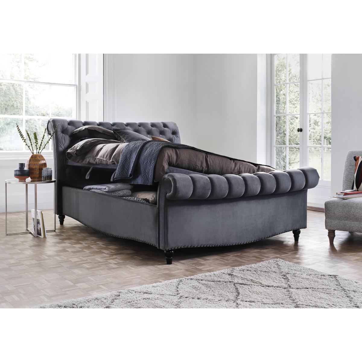 Aurora Side Lift Ottoman Bed Frame - Double - Krystal Charcoal – image 2