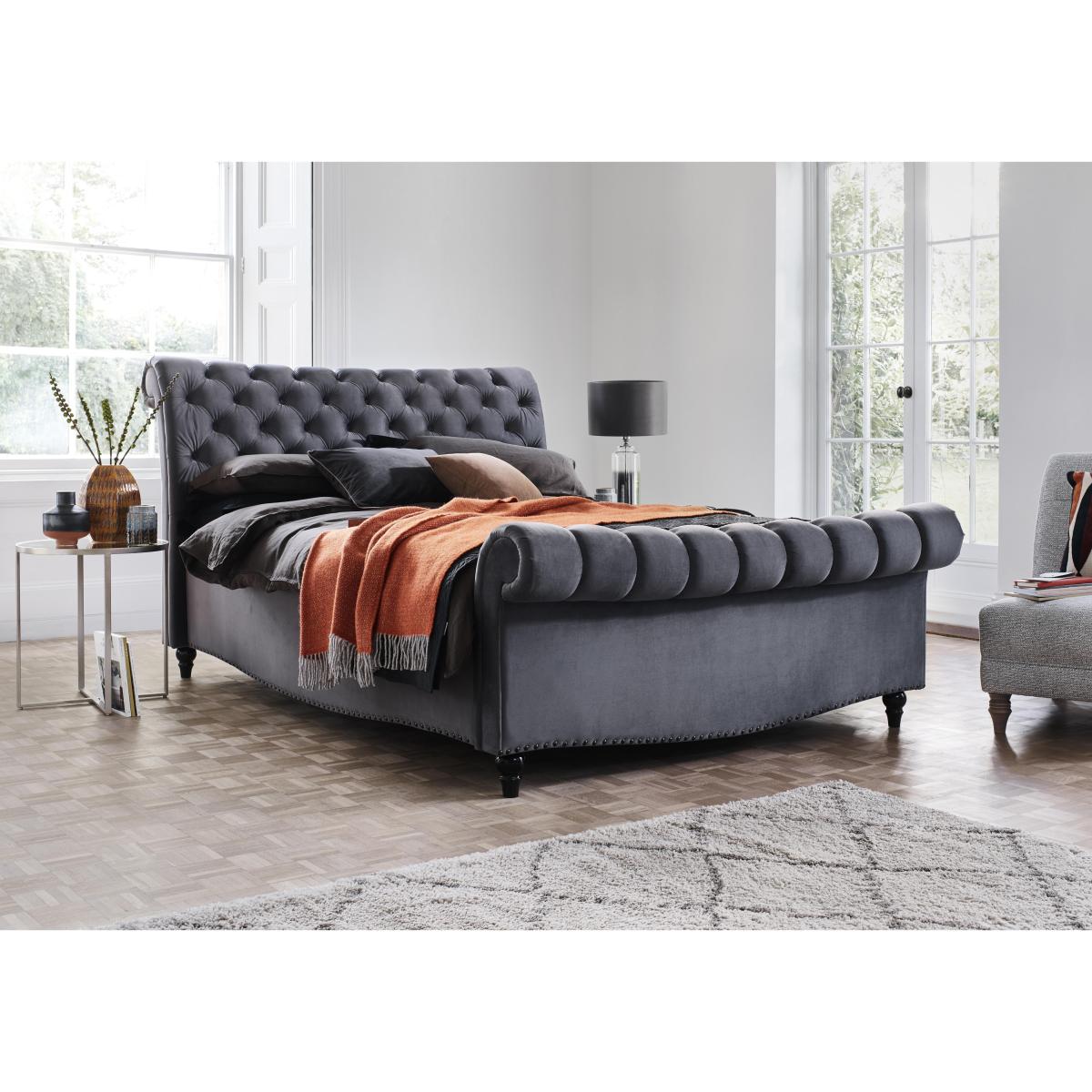 Aurora Side Lift Ottoman Bed Frame - Double - Krystal Charcoal – image 3