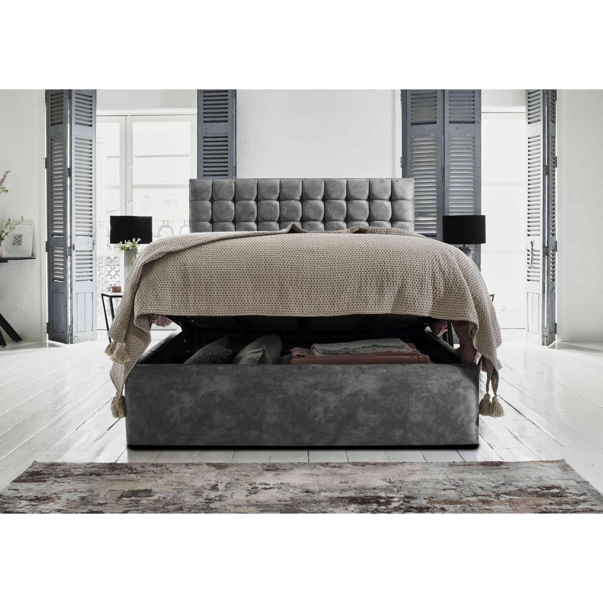 Sleep Story - Dice Ottoman Bed Frame - Double - Linoso Flint – image 2