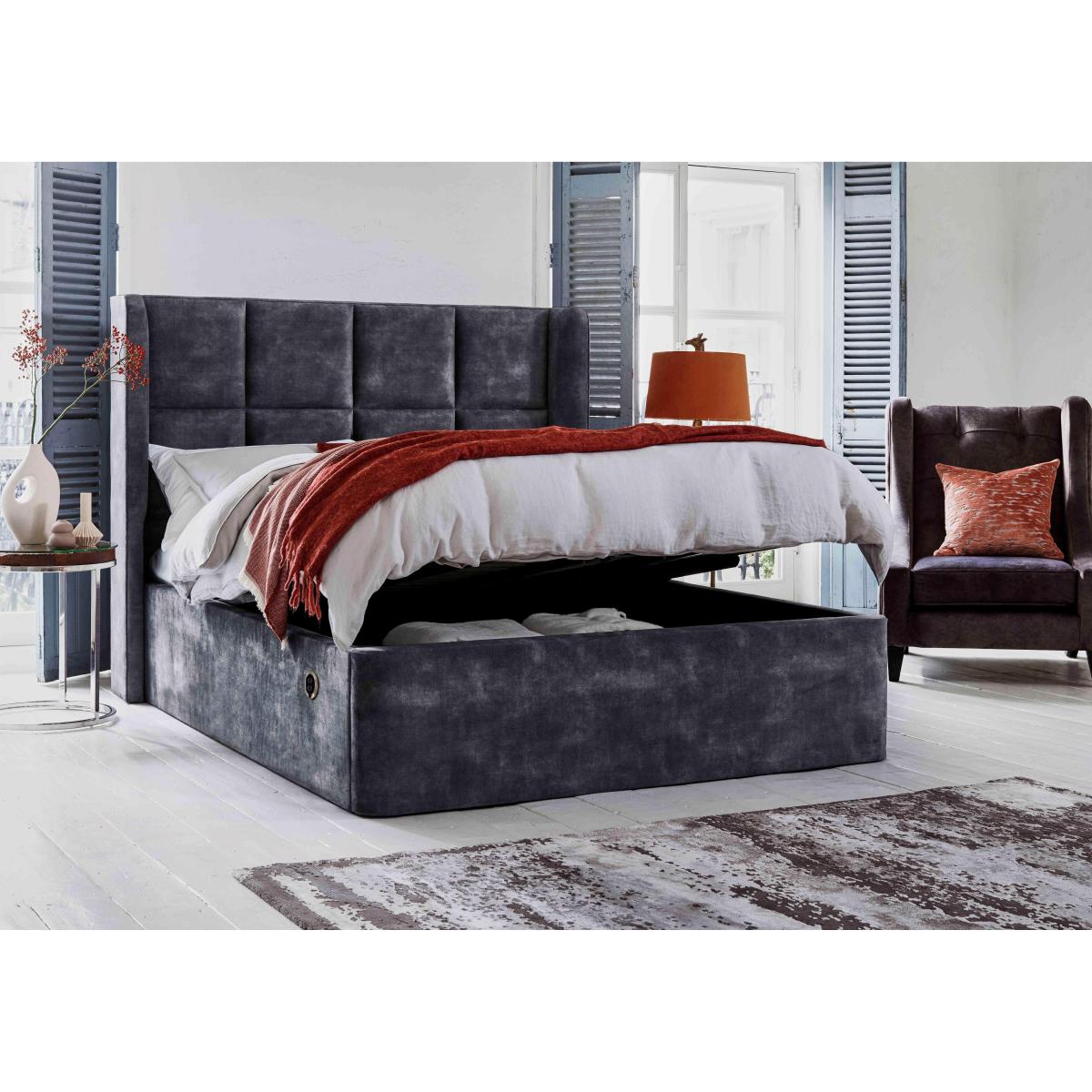 Shiva Electric Ottoman Bed Frame - Double - Linnet Rose – image 2