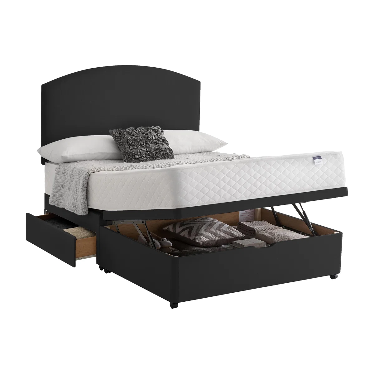 Silentnight - Miracoil Serenity Ortho Half Ottoman Divan Set - Double - Black – image 1