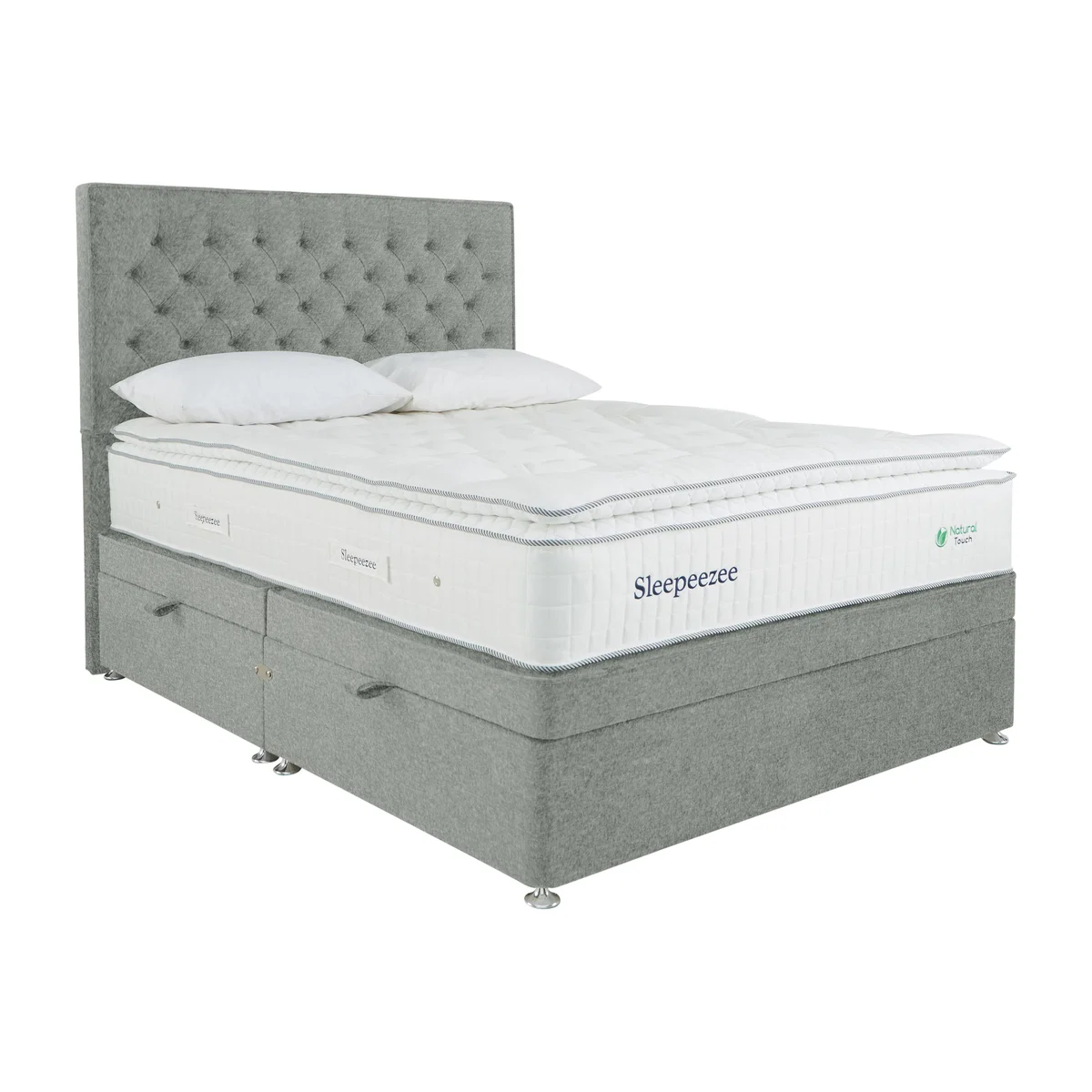 Sleepeezee - Natural Touch 3000 Pillowtop Side Ottoman Divan Set - Double - Green – image 1