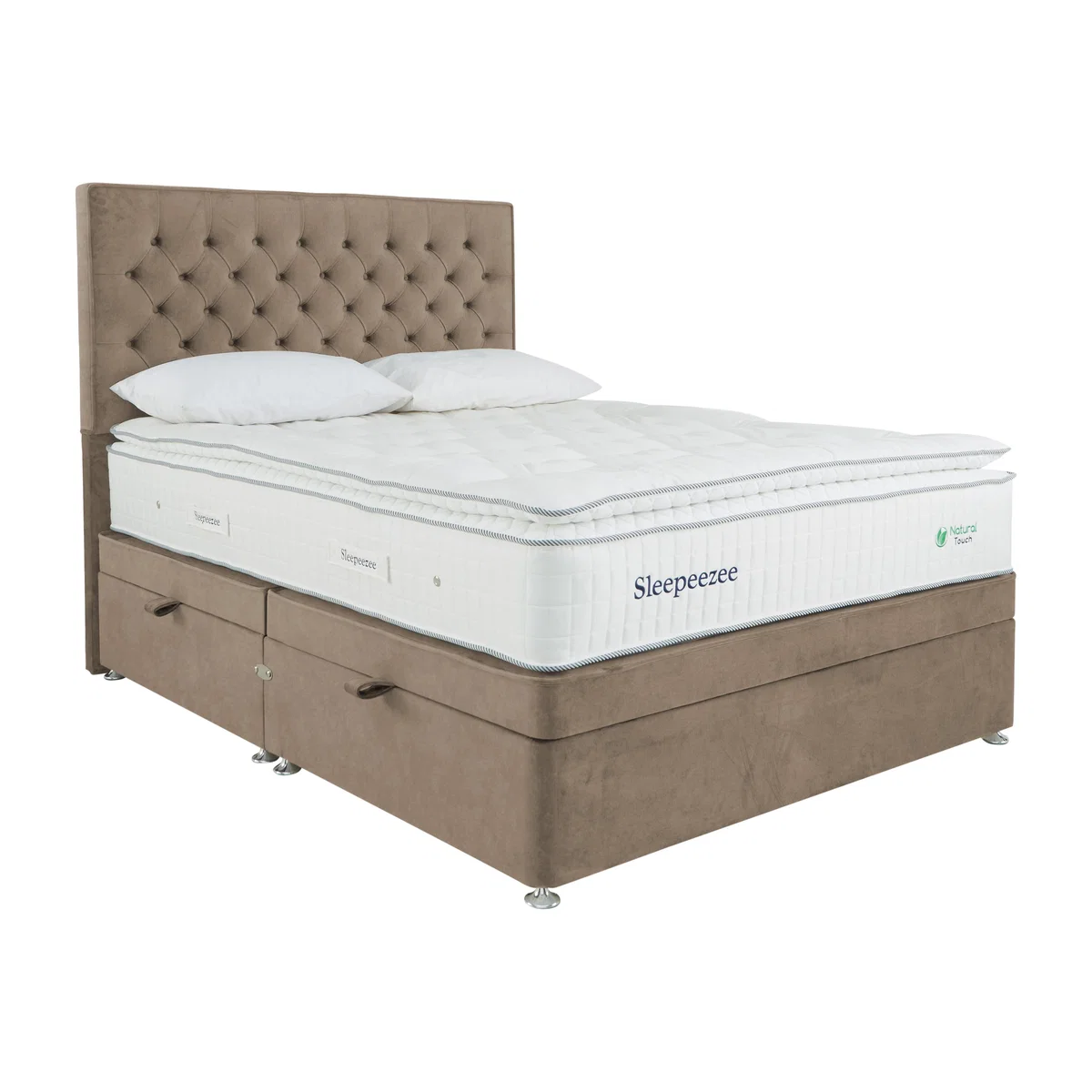 Sleepeezee - Natural Touch 3000 Pillowtop Side Ottoman Divan Set - Double - Beige – image 1