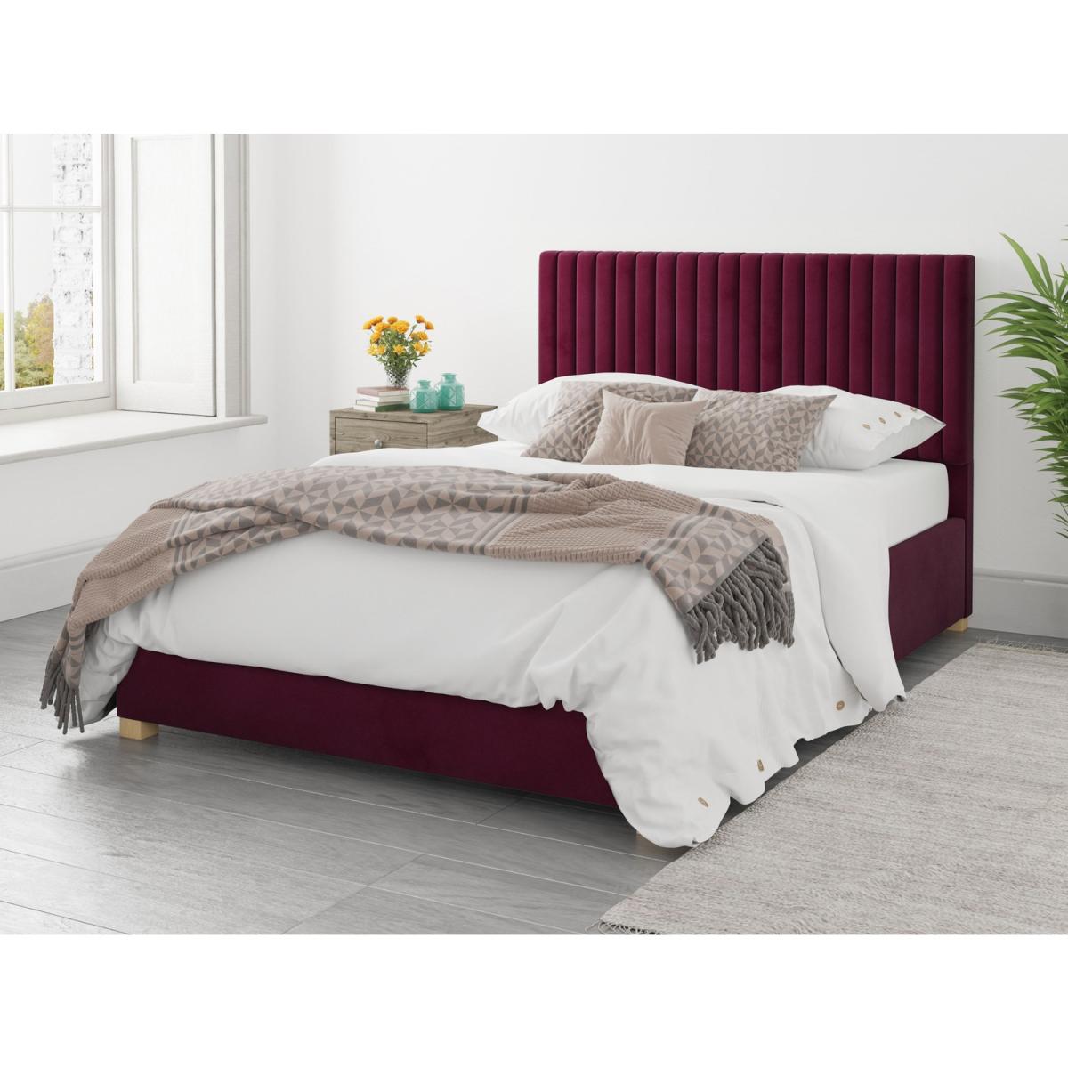 Aspire Piccadilly Fabric Ottoman - Plush Velvet - Berry - 4ft6 Double – image 2