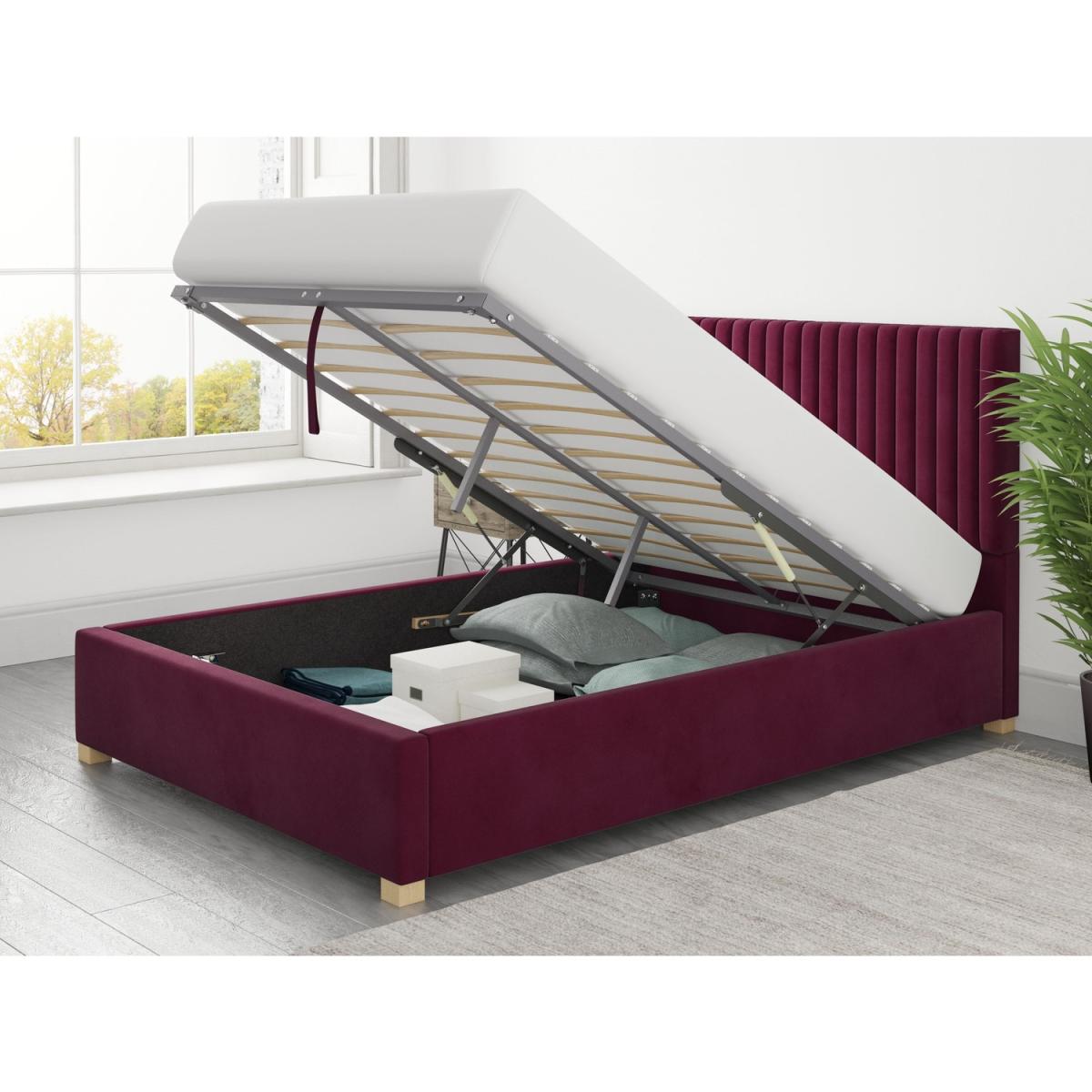 Aspire Piccadilly Fabric Ottoman - Plush Velvet - Berry - 4ft6 Double – image 3