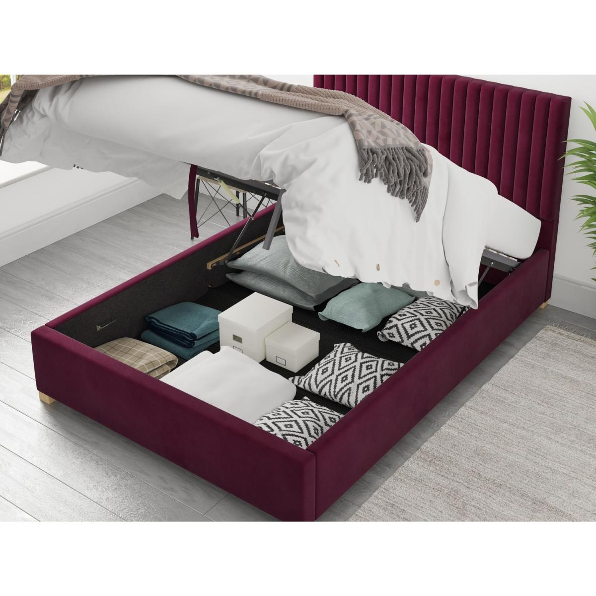 Aspire Piccadilly Fabric Ottoman - Plush Velvet - Berry - 4ft6 Double – image 4