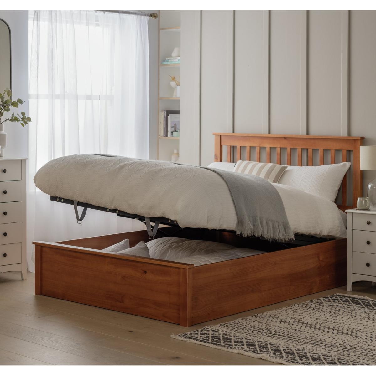 Habitat Aspley Double Wooden Ottoman Bed Frame - Oak Stain – image 2