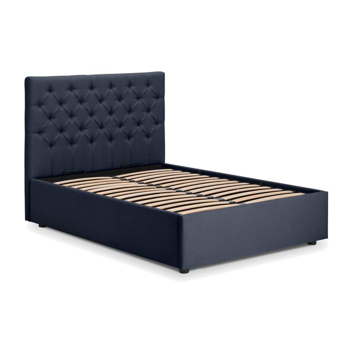 Skye Double Bed with Ottoman Storage, Dark Blue Weave – image 1