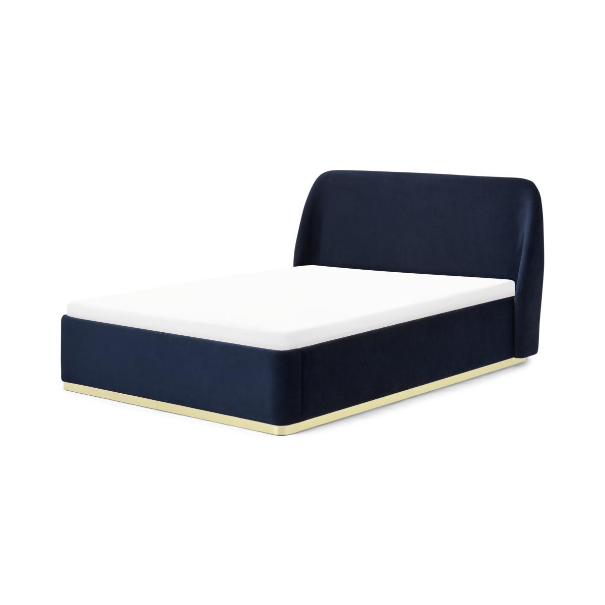 Trudy Double Ottoman Storage Bed, Royal Blue Velvet & Brass – image 2