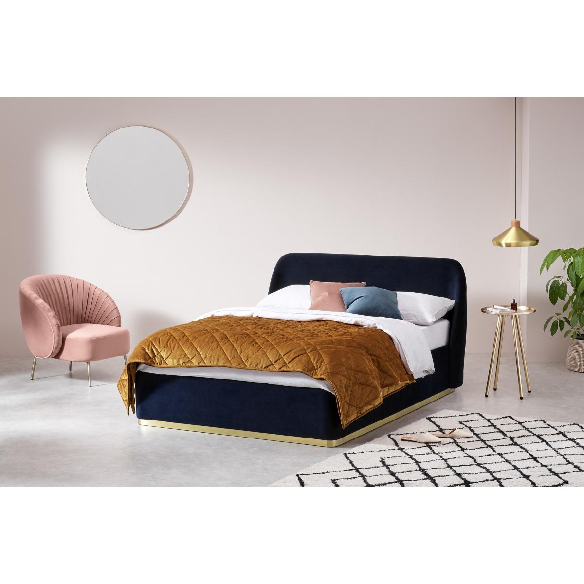 Trudy Double Ottoman Storage Bed, Royal Blue Velvet & Brass – image 4