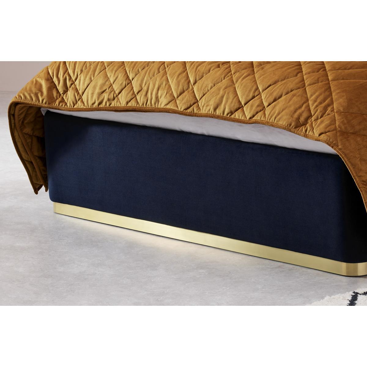 Trudy Double Ottoman Storage Bed, Royal Blue Velvet & Brass – image 5