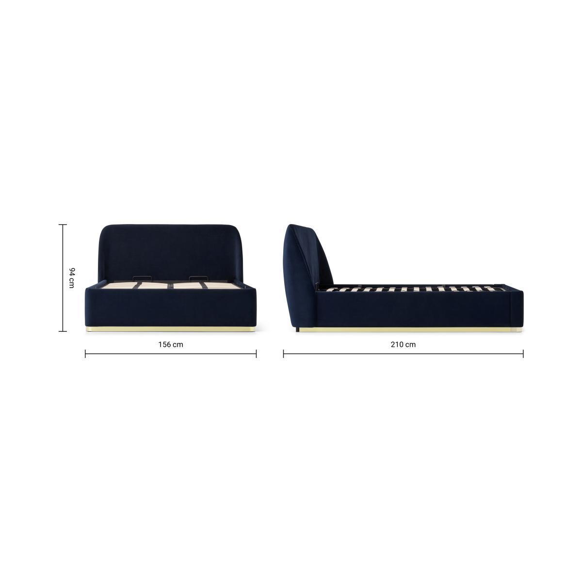 Trudy Double Ottoman Storage Bed, Royal Blue Velvet & Brass – image 9
