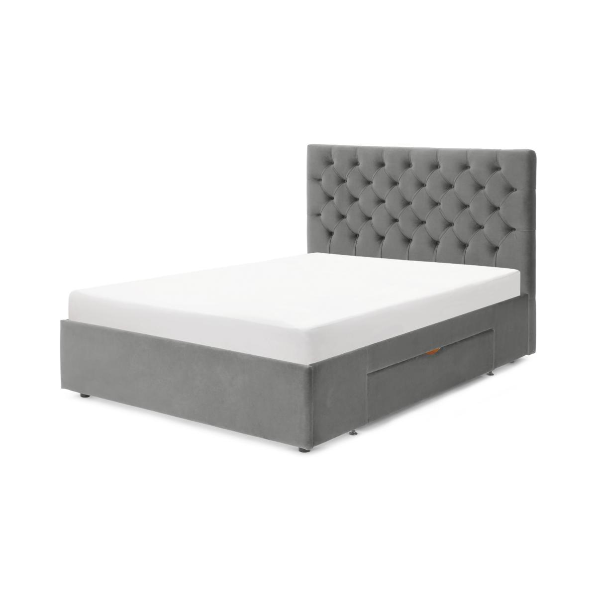 Skye Double bed with Drawer Storage, Light Grey Velvet – image 2