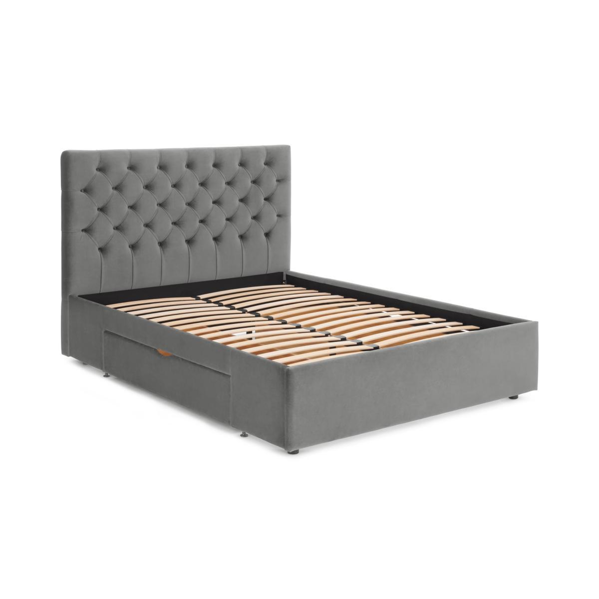 Skye Double bed with Drawer Storage, Light Grey Velvet – image 3