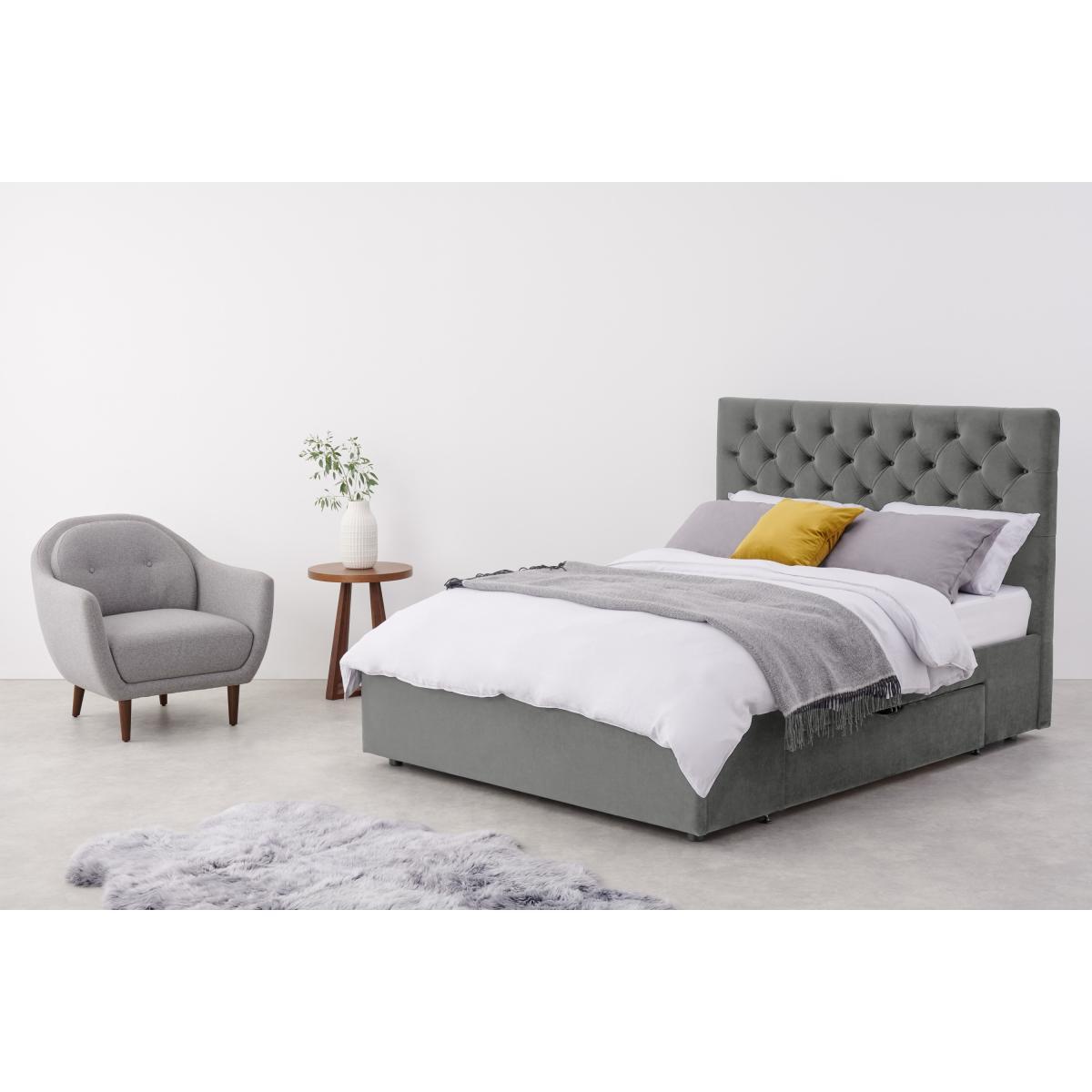 Skye Double bed with Drawer Storage, Light Grey Velvet – image 4