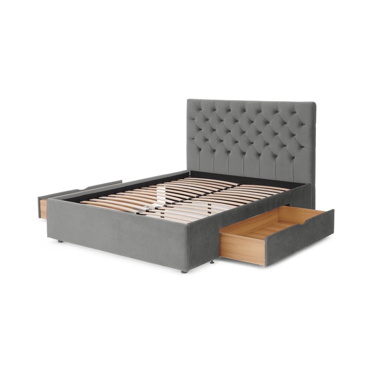 Skye Double bed with Drawer Storage, Light Grey Velvet – image 6