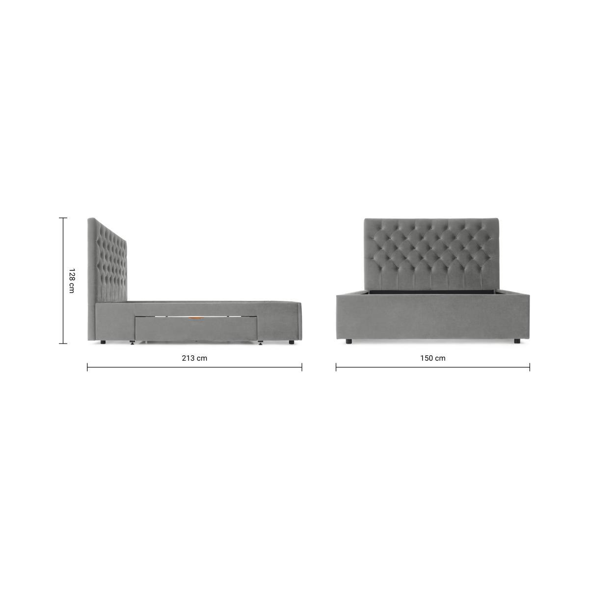 Skye Double bed with Drawer Storage, Light Grey Velvet – image 9