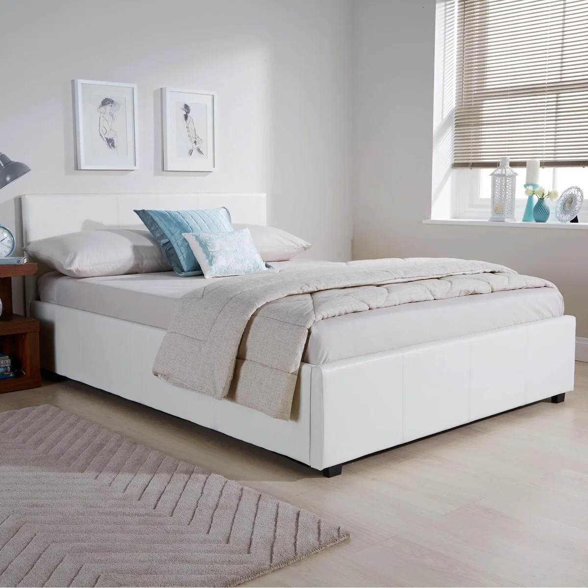 Side Lift Ottoman Bed - White / Double – image 1