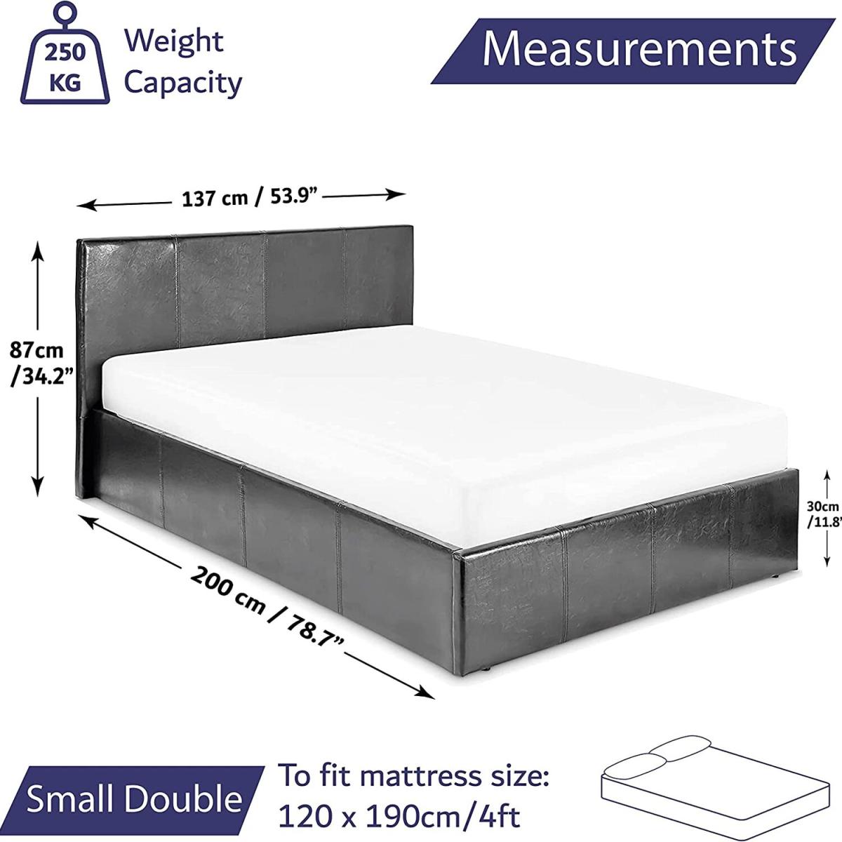 Ottoman Bed Black Leather Storage Bed - Black / Double / No – image 11