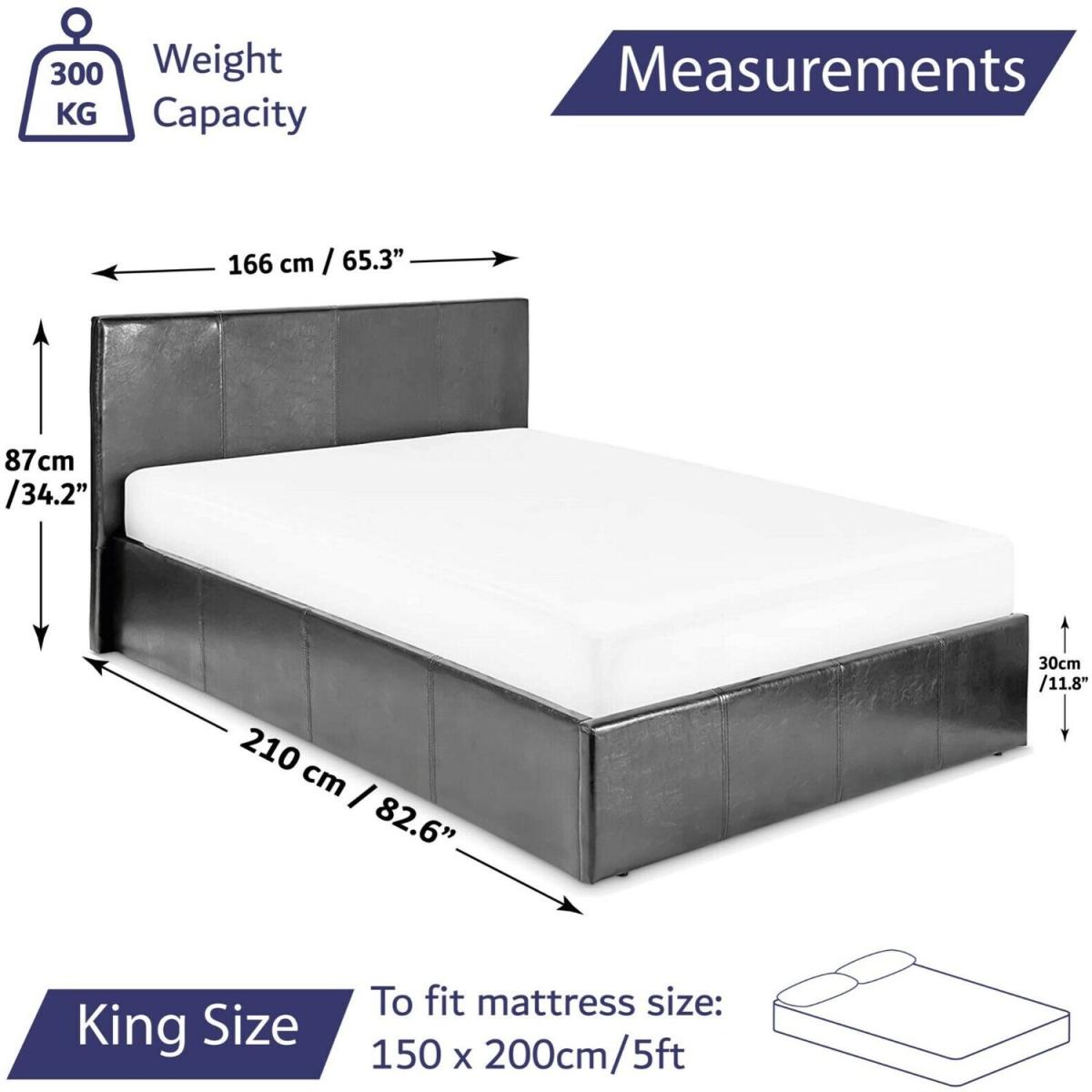 Ottoman Bed Black Leather Storage Bed - Black / Double / No – image 13