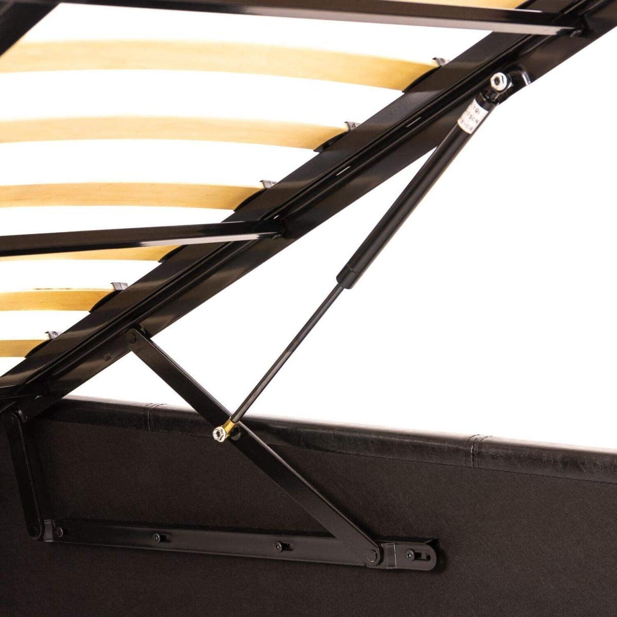 Ottoman Bed Black Leather Storage Bed - Black / Double / No – image 4