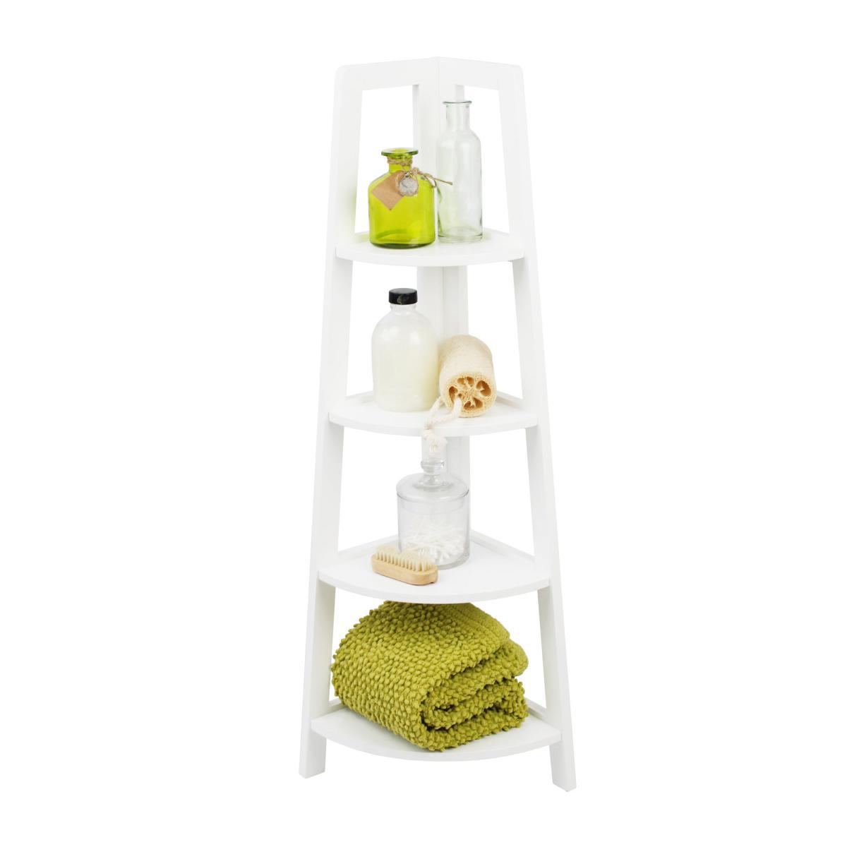 White 4 Tier Corner Shelving Unit White – image 2