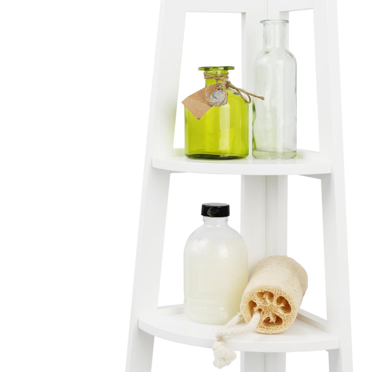 White 4 Tier Corner Shelving Unit White – image 3
