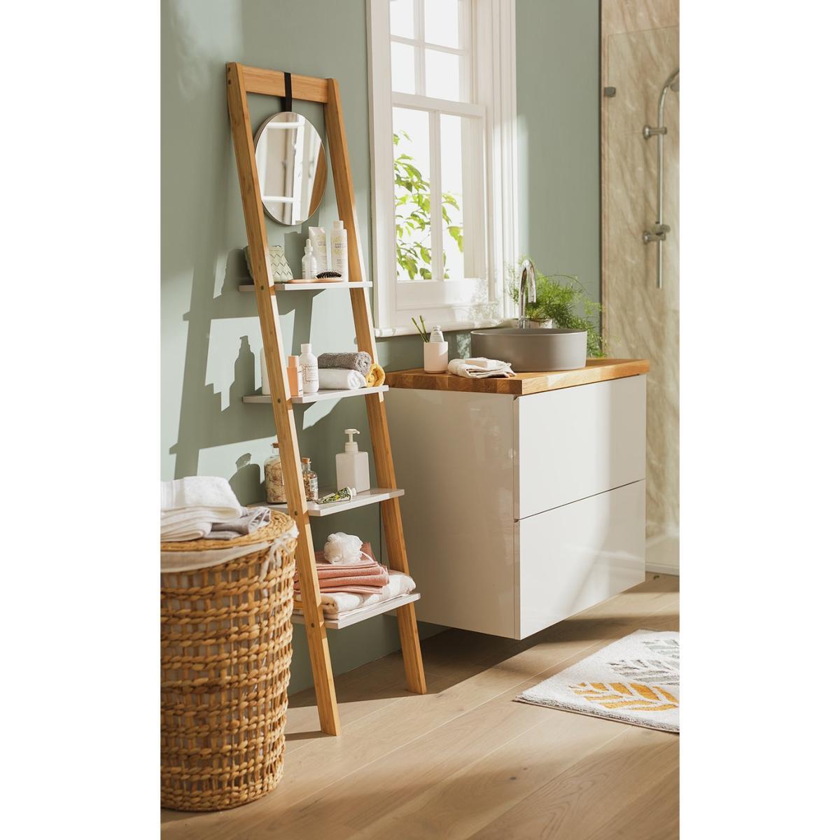 Habitat Bamboo Ladder with Mirror Shelving Unit - Two Tone – image 2