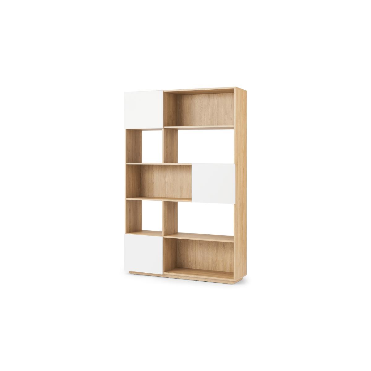 Hopkins Wide Bookcase, Oak Effect & White – image 3