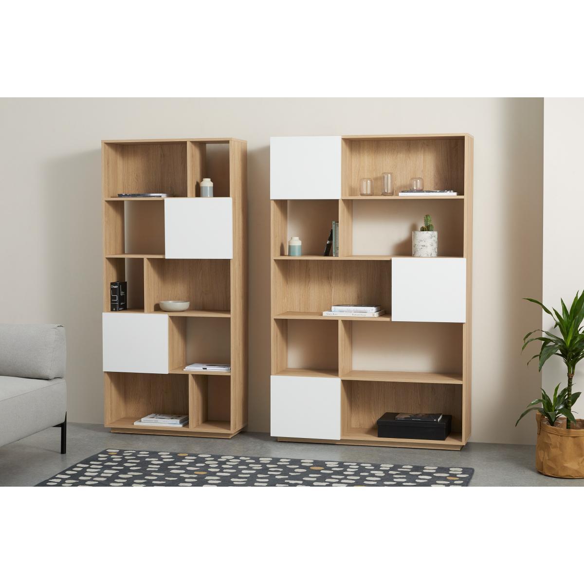 Hopkins Wide Bookcase, Oak Effect & White – image 4