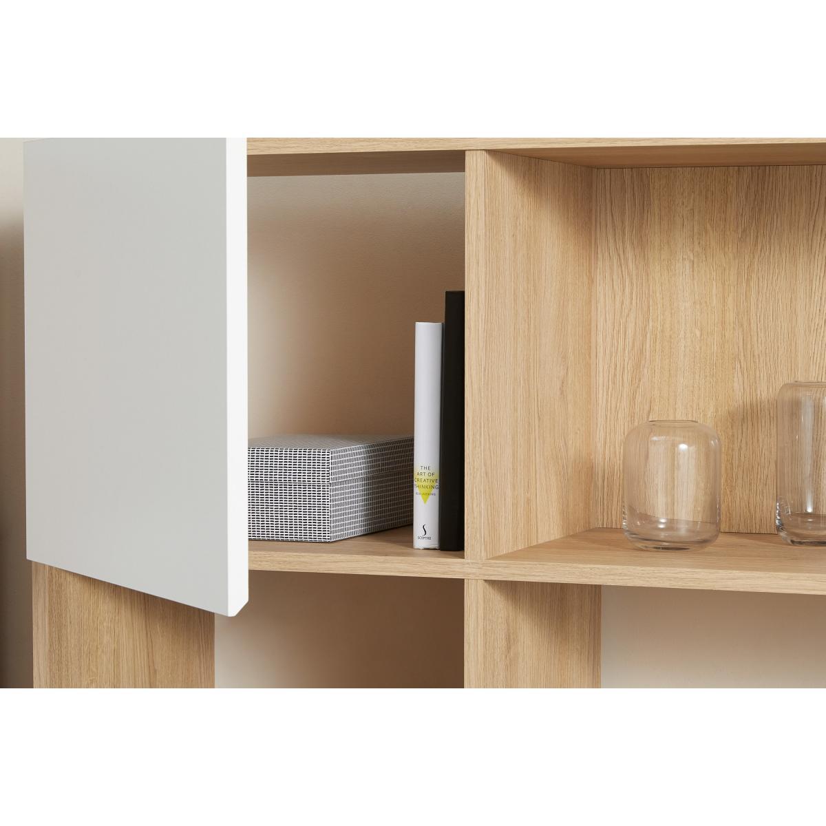Hopkins Wide Bookcase, Oak Effect & White – image 5