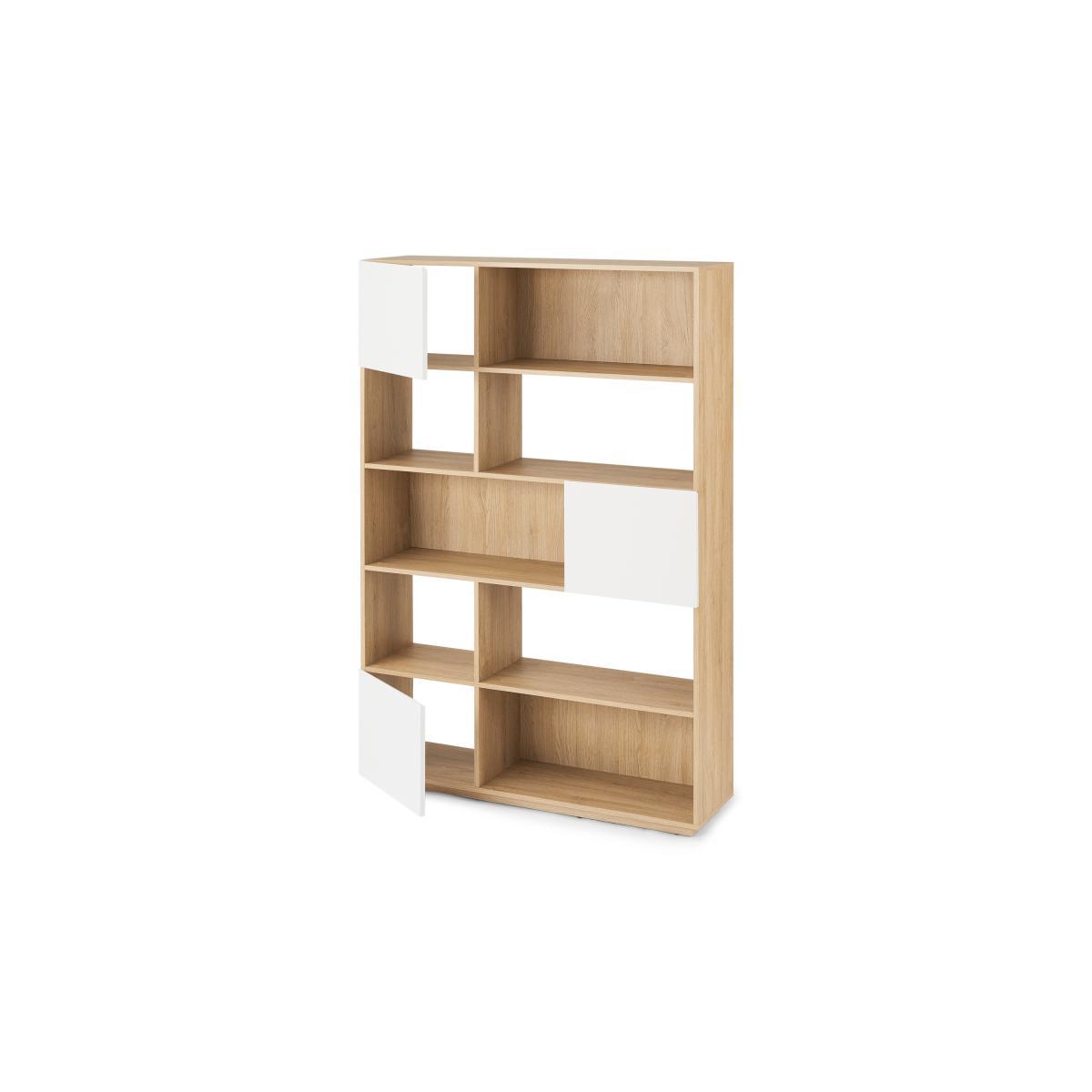Hopkins Wide Bookcase, Oak Effect & White – image 6