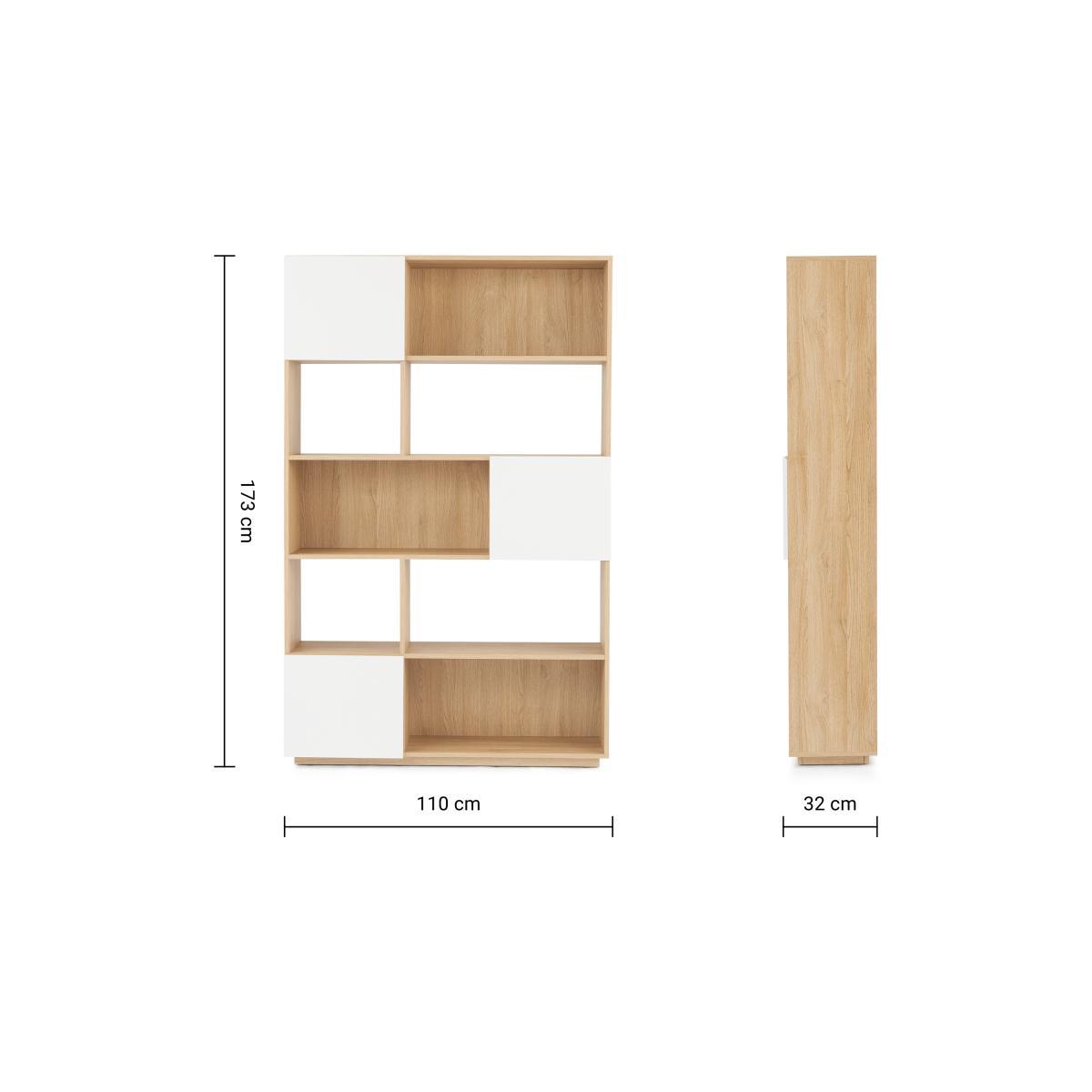 Hopkins Wide Bookcase, Oak Effect & White – image 9
