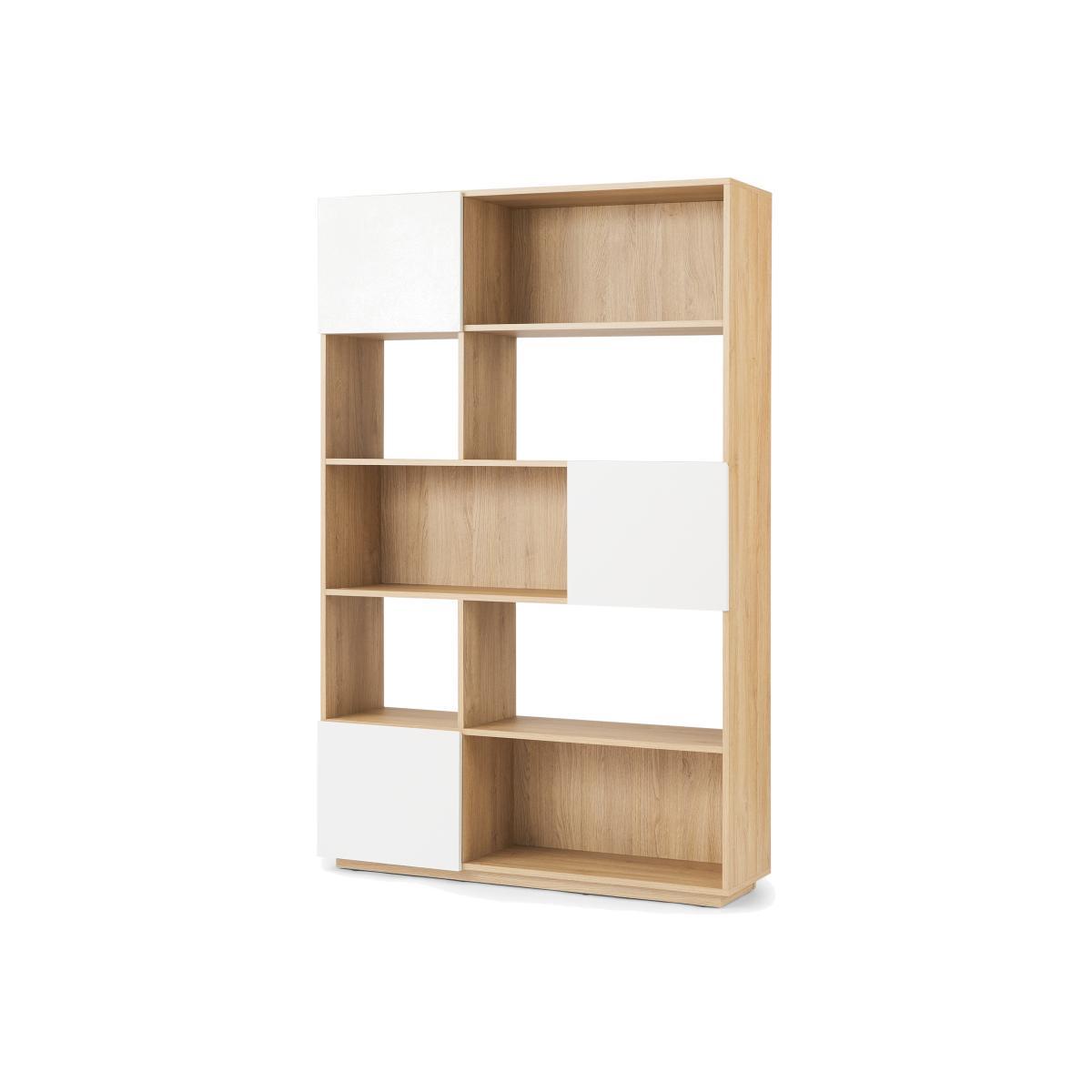 Hopkins Wide Bookcase, Oak Effect & White – image 1