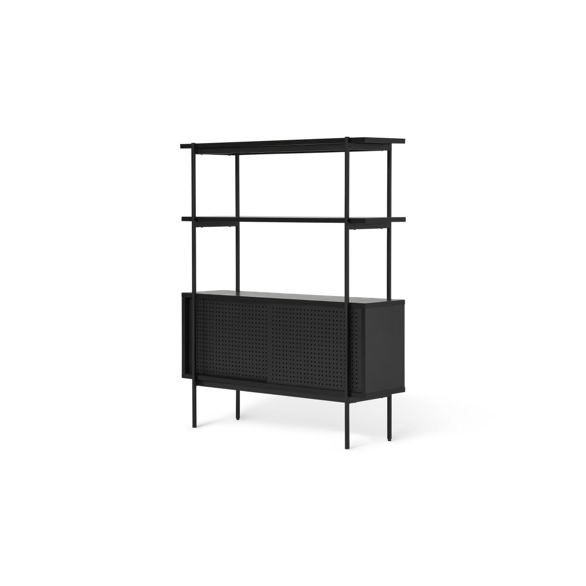Angus Low Shelving Unit, Black Ash Effect & Perforated Metal – image 2