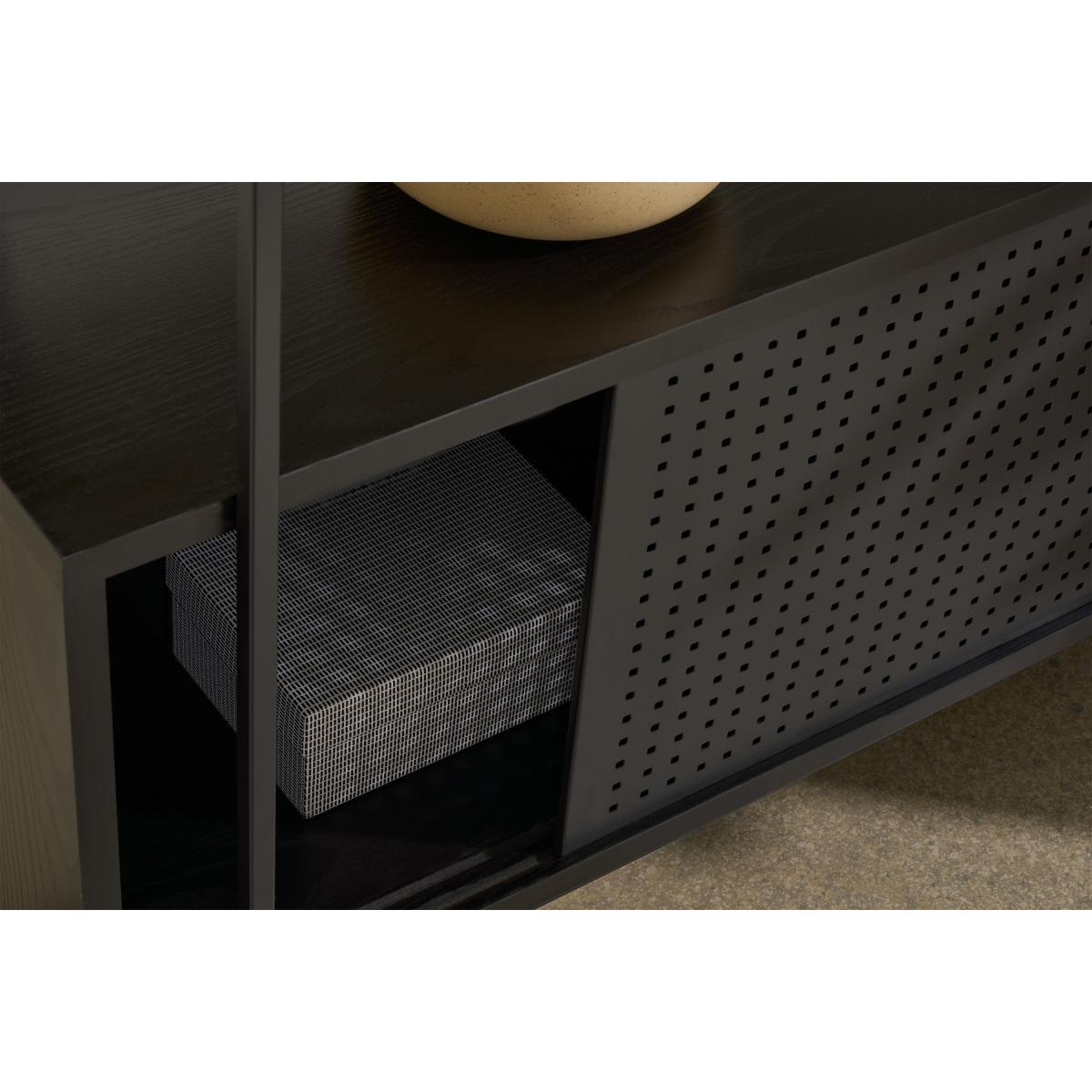 Angus Low Shelving Unit, Black Ash Effect & Perforated Metal – image 4